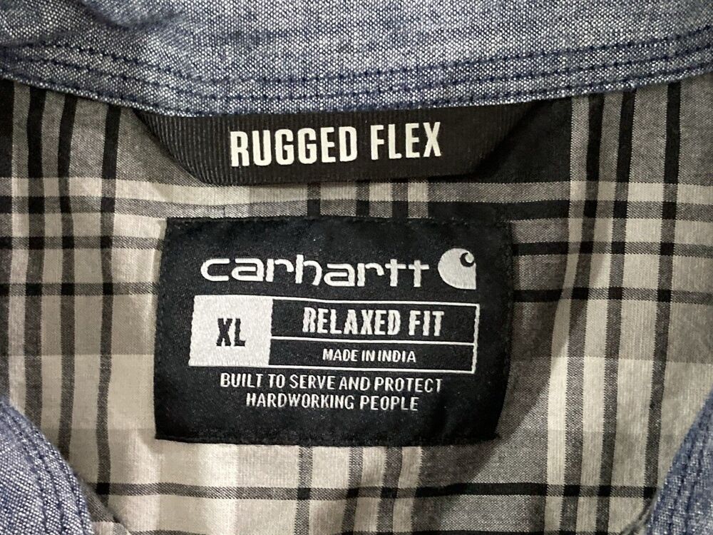Carhartt Rugged Flex Shirt Men XL Black Gray Plaid Button Up Relaxed Workwear - Picture 6 of 9